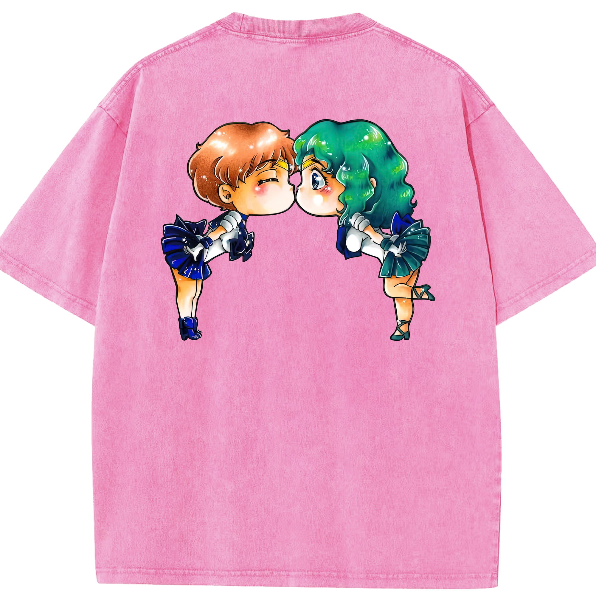 （画像用） 美少女戦士セーラームーン 天王はるか Sailor Moon Tenoh Haruka 綿100% ヴィンテージ風 半袖Tシャツ（背面プリント）
